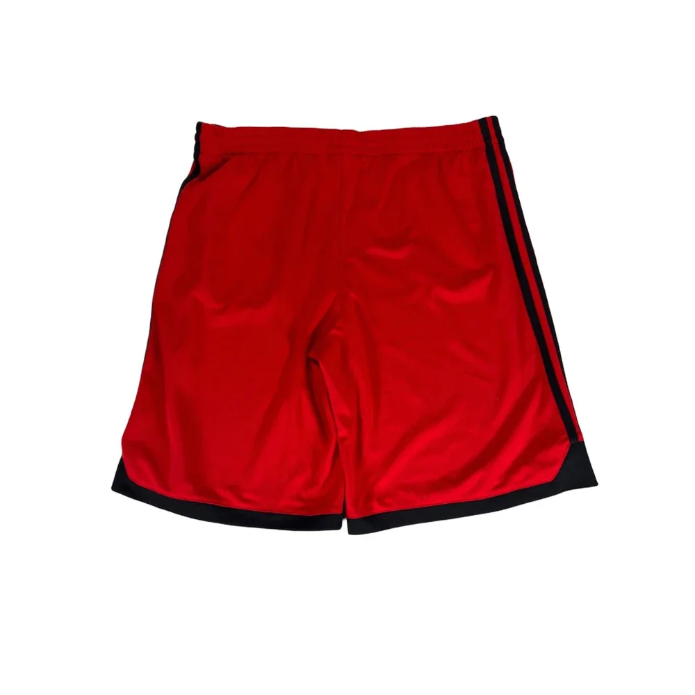 Adidas Men's Red/Black Striped Stretch Waist Athletic Basketball Shorts - XL